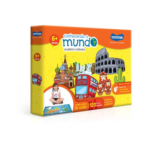 Quebra Cabeça Grande 120 Pçs Conhecendo O Mundo 2926 Toyster