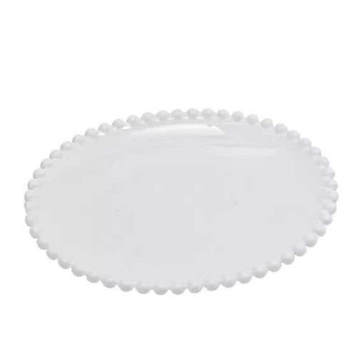 Mini Bandeja Oval Decorativa Cerâmica Branco 061012 Pracaza