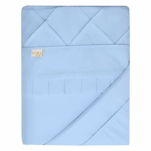 Jogo Lençol De Berço 3 Pçs Percal 300 Fios Azul Aime Baby Kids