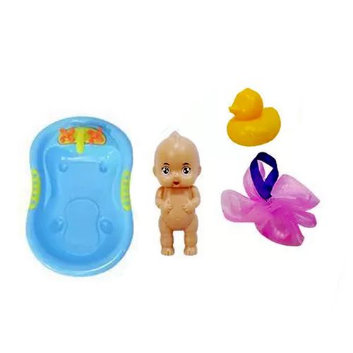 Kit 4 Peças Boneca Com Banheira Comercial