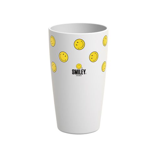 Copo de Plástico Alto 400ml Branco Cozy Smiley Coza