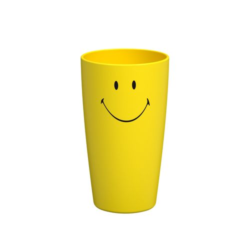 Copo Alto em Plástico Polipropileno 400ml Amarelo Cozy Smiley Coza