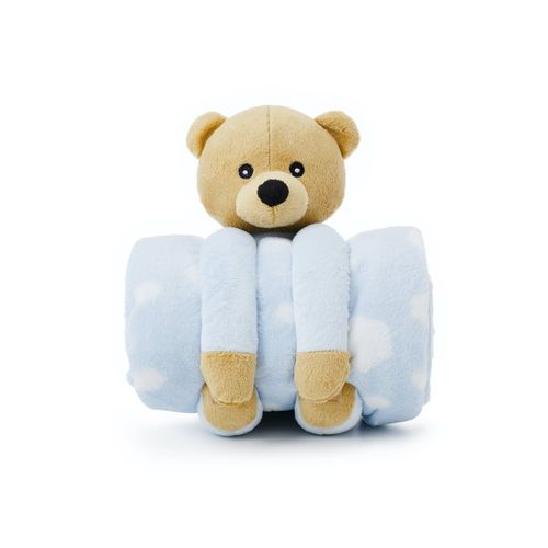 Cobertor E Bichinho De Pelúcia Teddy Bear Azul Loani