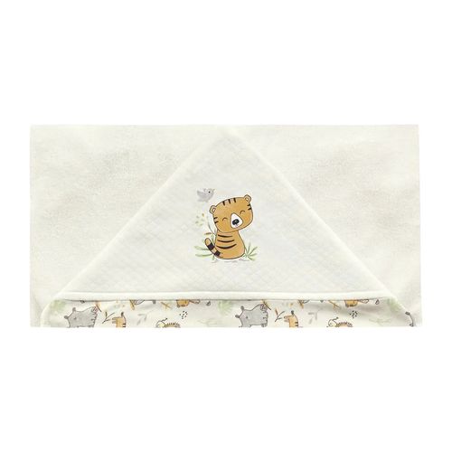 Toalha De Banho Com Capuz Bordada Safari Infantil Hug
