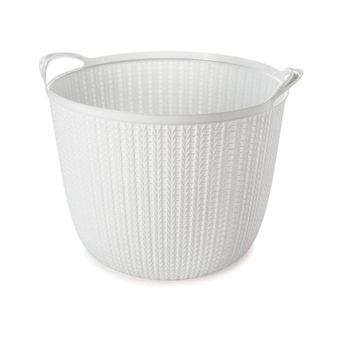 Cesta de Plástico Redonda 25,5 L com Alças Trama Branco Plasútil