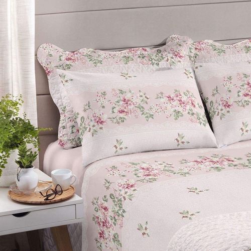 Kit Colcha King 3 Pçs Luara Rosa Santista Boutis