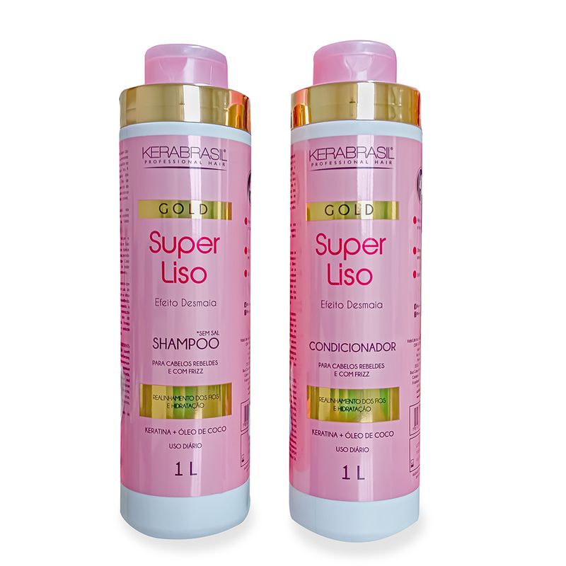 Kit Shampoo e Condicionador Super Liso 1L Kerabrasil - Sacolão