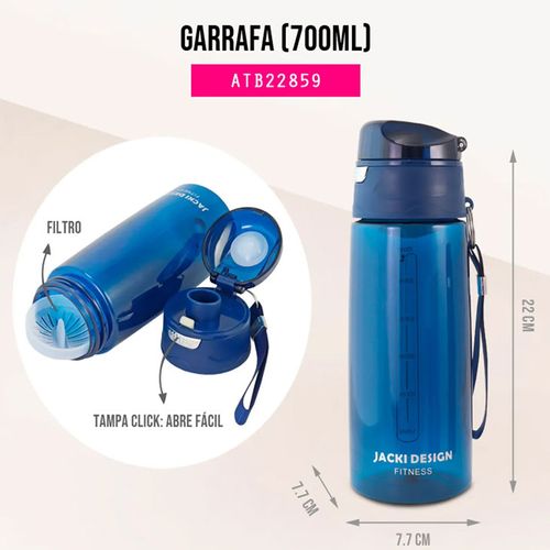 Garrafa Squeeze 700ml Com Alça Azul Jacki Design