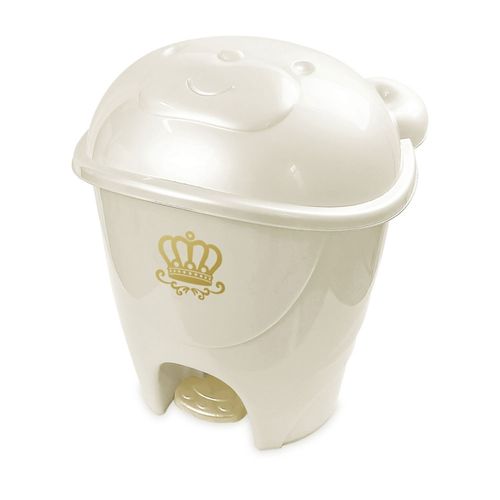Lixeira Fofura 12l Com Pedal Branca Dourada Cajovil