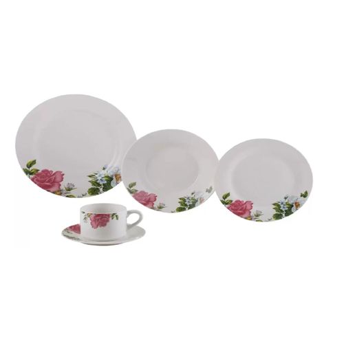 Aparelho De Jantar 20 Peças Roses Porcelana Lyor