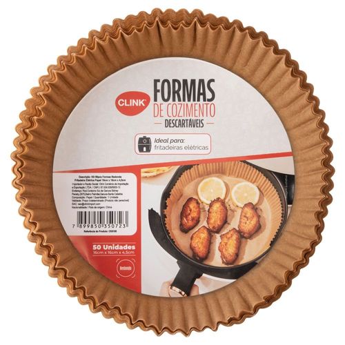 Formas Descartáveis Para Air Fryer Com 50 Unidades 16cm Clink