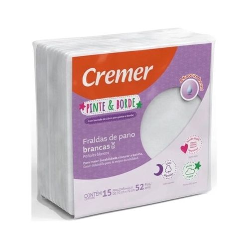 Fralda Com 15 Unidades Pinte E Borde Branca 70x70cm Cremer