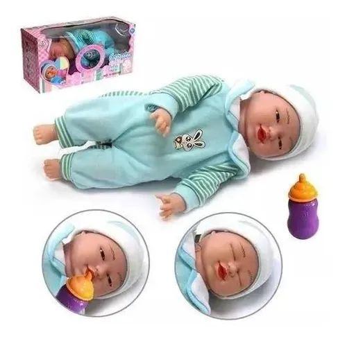 Boneca Bebê Expressão Facial 5 Funções Real Bella Baby