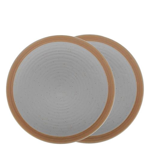 Conjunto 2 Pratos de Cerâmica para Sobremesa Cinza 20,5cm 35390 Bom Goumert