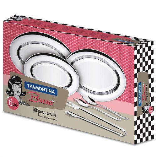 Conjunto para Servir com 6 Peças Inox Buena 64700/030 Tramontina