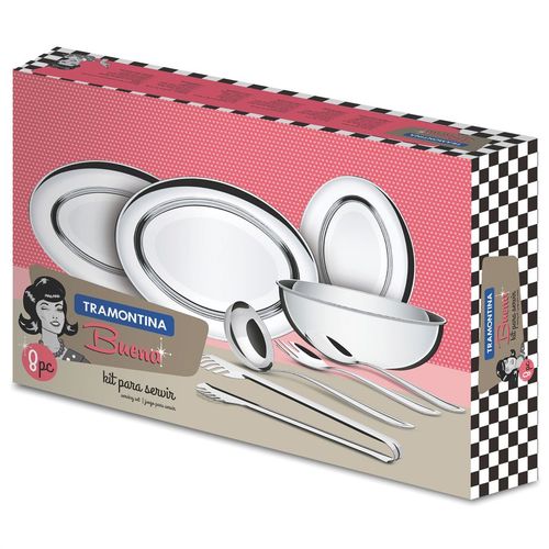 Conjunto para Servir com 8 Peças Inox Buena 64700/130 Tramontina