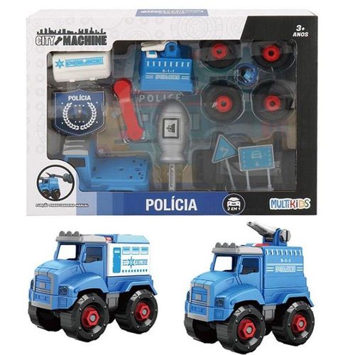 Brinquedo Monte Seu Veículo City Machine Polícia Multikids