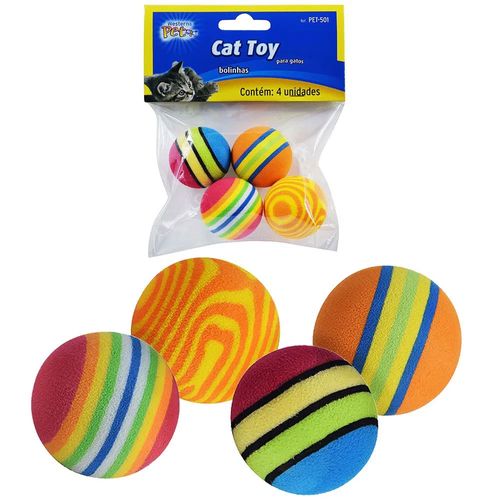 Brinquedo Para Gato Bola EVA 4 Peças Pet-501 Etilux