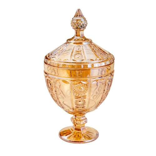Bomboniere Decorativa de Cristal Belle 15x28cm 35192 Âmbar Rojemac