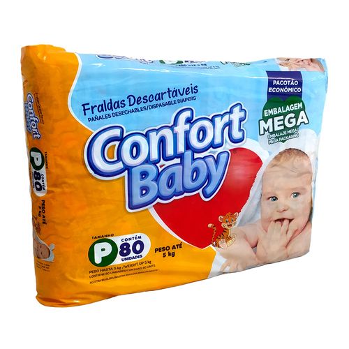 Fraldas Descartáveis Confort Baby Mega P 80 Und