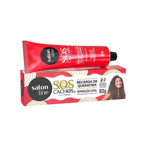 SOS Cachos Recarga de Queratina - Reparação Total 80g Salon Line