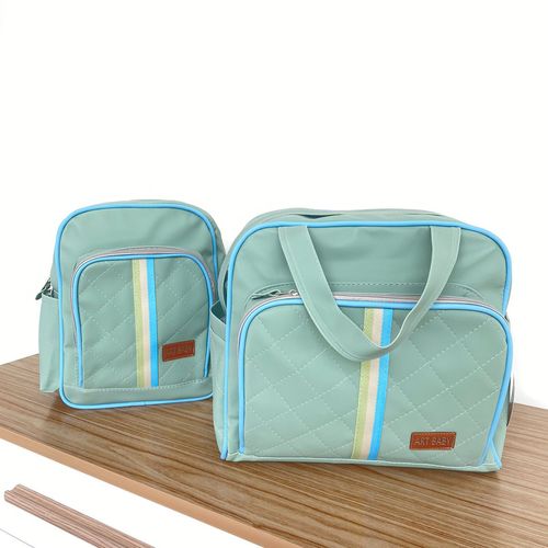 Kit Bolsa Maternidade (Bolsa e Mochila) Verde Menta Nayane Art Baby