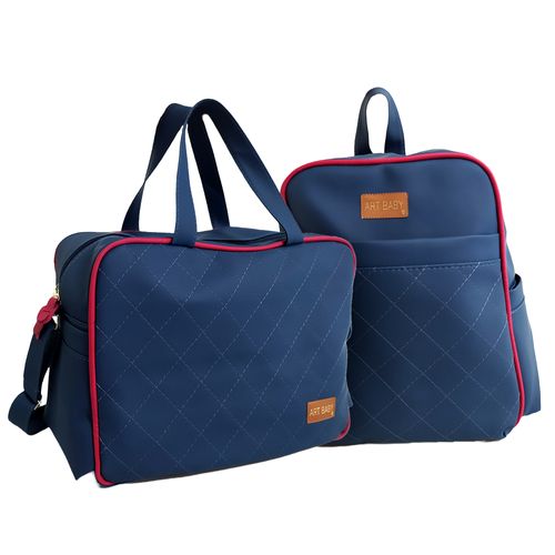 Kit Bolsa Maternidade (bolsa e mochila) Azul Marinho Juliana Art Baby