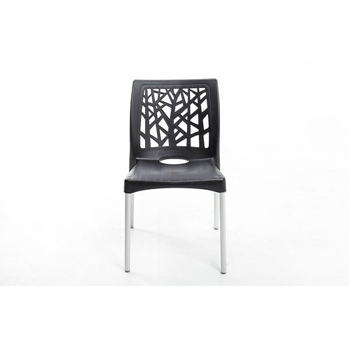 Cadeira Em Polipropileno Com Pernas De Alumínio Nature Preta Forte Plástico
