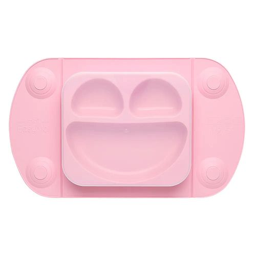 Prato De Silicone Portátil Para Bebê Rosa Prático Mimo Style