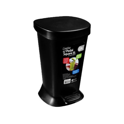 Lixeira Com Pedal Square 5 Litros Preto Coza