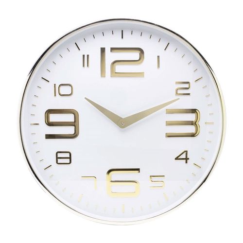 Relógio De Parede Branco Com Dourado 25cm Lyor