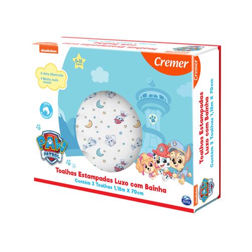 Toalha Estampada Com Bainha Luxo Patrulha Canina Cremer