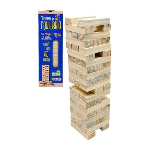 Jogo Torre De Equilíbrio 54 Peças Aquarela Brinquedos