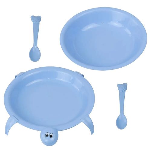 Prato Tartaruga Com 2 Colheres Azul Giotto