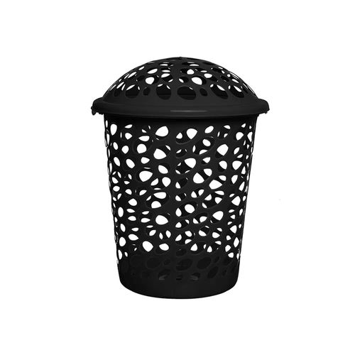 Cesto Telado Com Tampa Plástico Preto 30 Litros New Plastic