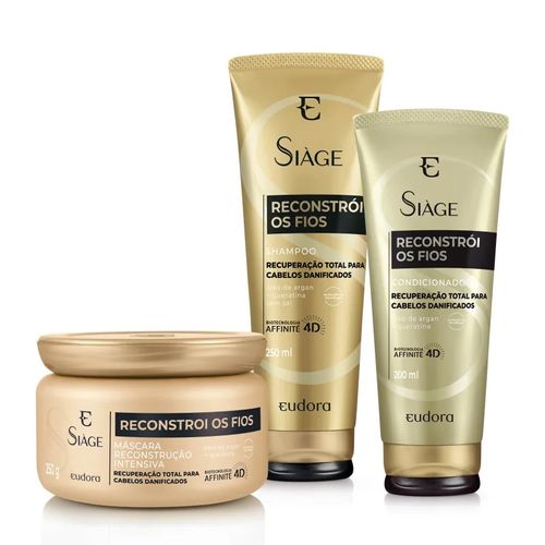 Kit Siàge Reconstrói Os Fios Shampoo + Condicionador + Máscara