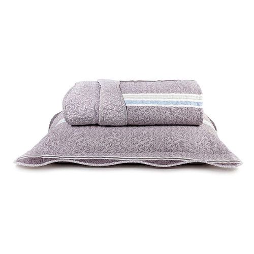 Kit Colcha Casal Bege Micromatelassê Prata Pietro 3 Peças Santista
