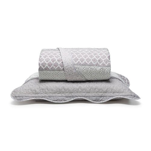 Kit Colcha Queen Boutis Lais Micromatelada Bege Santista