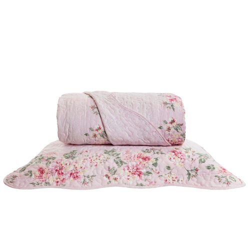 Kit Colcha Queen Boutis Micromatelado Luara Rosa 3 Peças Santista