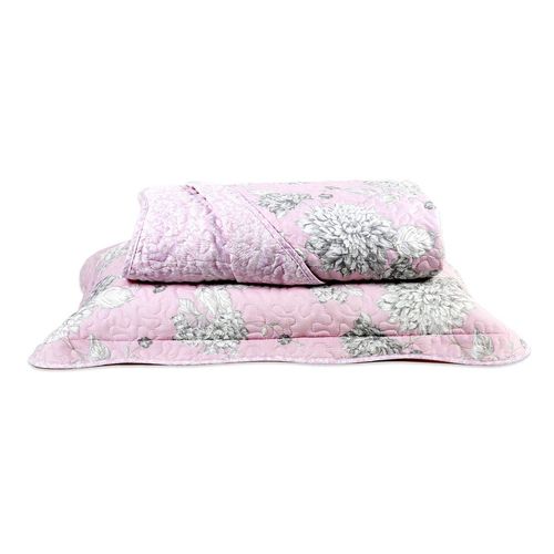 Kit Colcha Queen Rose Micromatelassê Prata Verônica 3 Peças Santista