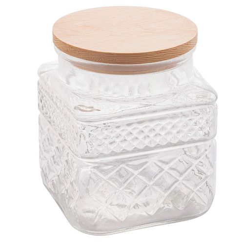 Pote Quadrado Com Tampa De Bambu 1,2L Rojemac