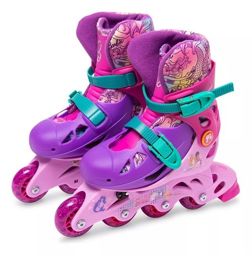 Patins Barbie 29 ao 32 Ajustável 3 Rodas Menina Fun