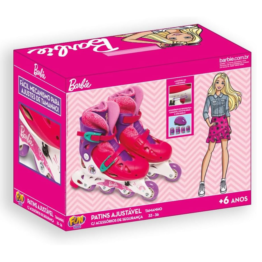 Patins Roller 4 Rodas Ajustável 33 a 36 Rosa Menina F0010-8 Fun - Sacolão
