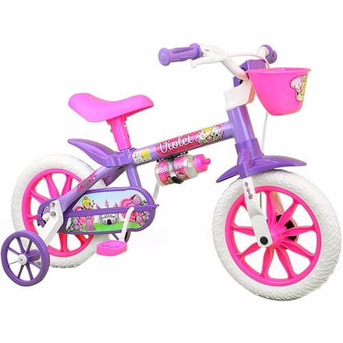Bicicleta Infantil Aro 12 Violet Rosa Menina Nathor