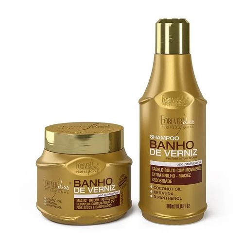 Kit Banho De Verniz Com Shampoo 300ml Máscara 250g Forever Liss