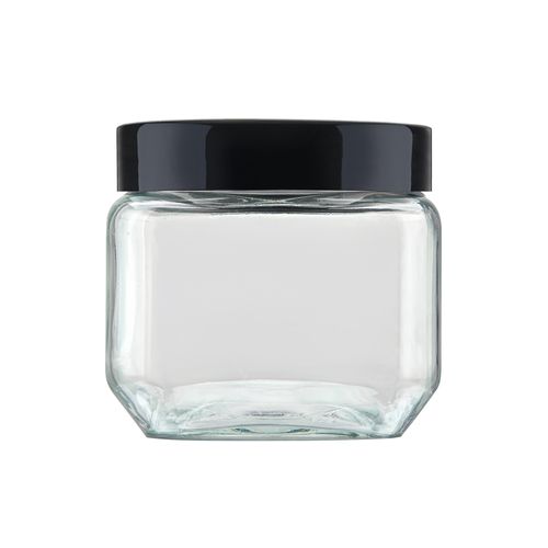 Pote Quadrado Com Tampa 800 Ml Preto Invicta