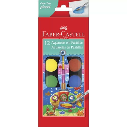 Estojo De Aquarela Com Pincel 12 Cores Faber Castell