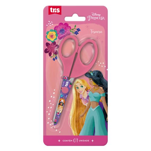 Tesoura Escolar Rosa Princesas 13cm Tris