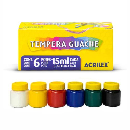 Tinta Guache 6 Cores 15ml cada Acrilex