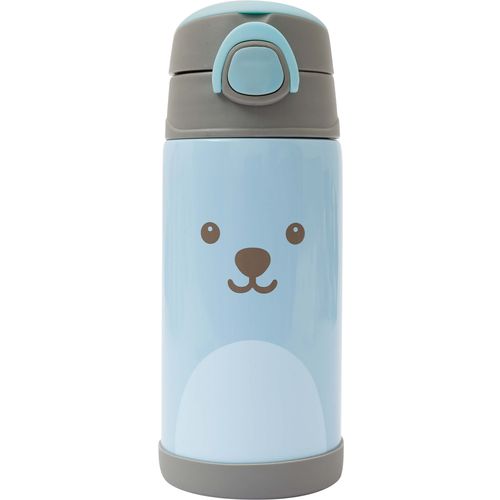 Garrafa Térmica Infantil Com Canudo Parede Dupla Gumy Azul Buba